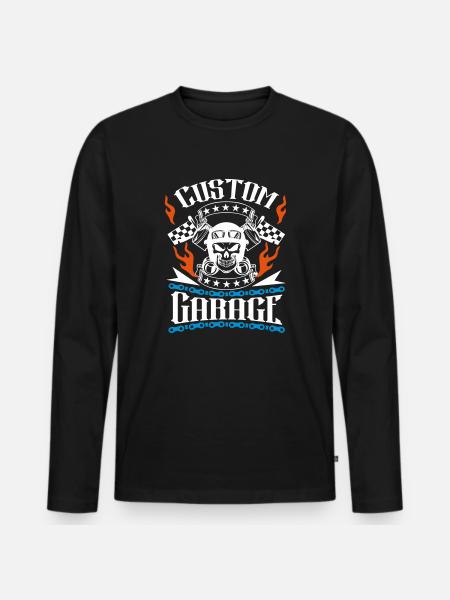custom garage motorcycle - Men's Premium Organic Long Sleeve Shirt - black