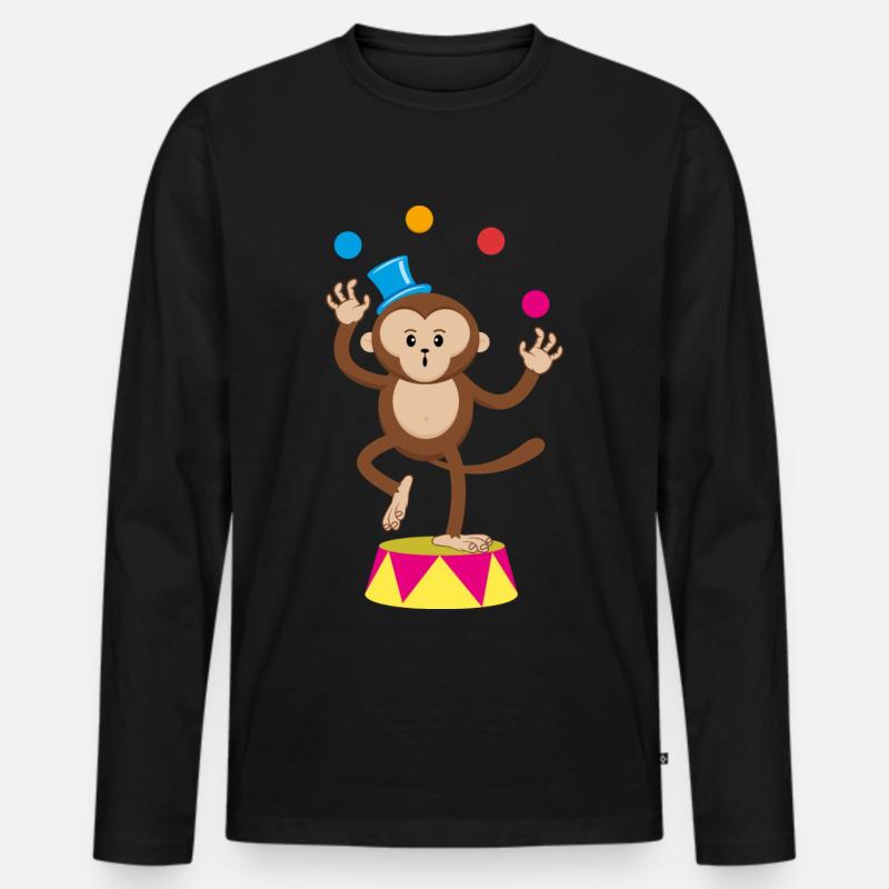 Zirkus Affe Jongleur Äffchen Affen Affenzirkus - Männer Premium Bio Langarmshirt - Schwarz