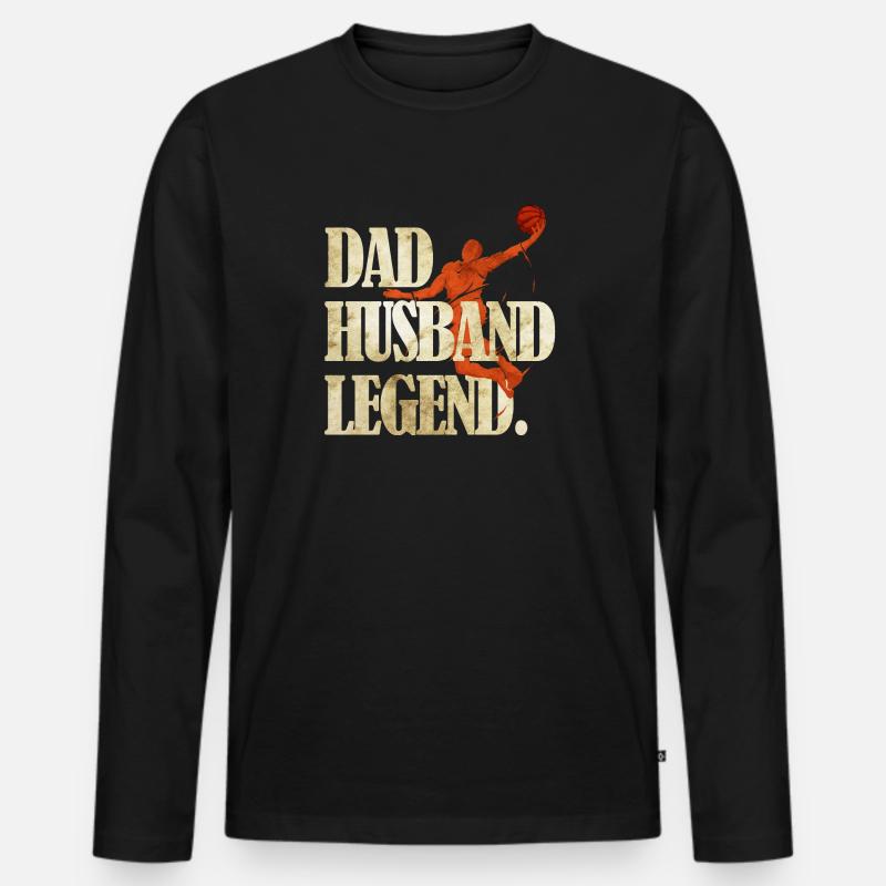 Basketball Papa - Männer Premium Bio Langarmshirt - Schwarz