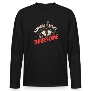Happiness is a tight Threesome Darts Dreier - Männer Premium Bio Langarmshirt - Schwarz - Vorne - Nico (187cm)