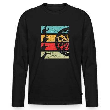 Dart Spieler mit Dartboard / Dartscheibe - Männer Premium Bio Langarmshirt - Schwarz - Vorne - Nico (187cm)
