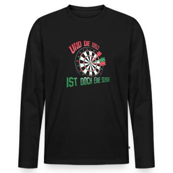 Welt ist doch eine Scheibe – Dartscheibe - Männer Premium Bio Langarmshirt - Schwarz - Vorne - Nico (187cm)