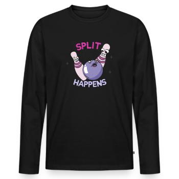 Split happens Bowling & Kegeln Fun - Männer Premium Bio Langarmshirt - Schwarz - Vorne - Nico (187cm)