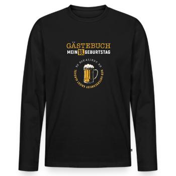 18. Geburtstag - Gästebuch & Freibier - Männer Premium Bio Langarmshirt - Schwarz - Vorne - Nico (187cm)