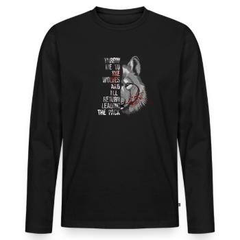 Motivation Wolf Wolfsrudel - Männer Premium Bio Langarmshirt - Schwarz - Vorne - Nico (187cm)