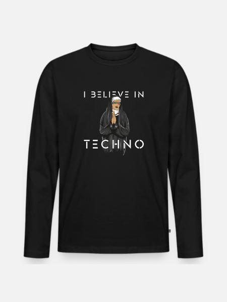 Techno Nun 2 - Männer Premium Bio Langarmshirt - Schwarz