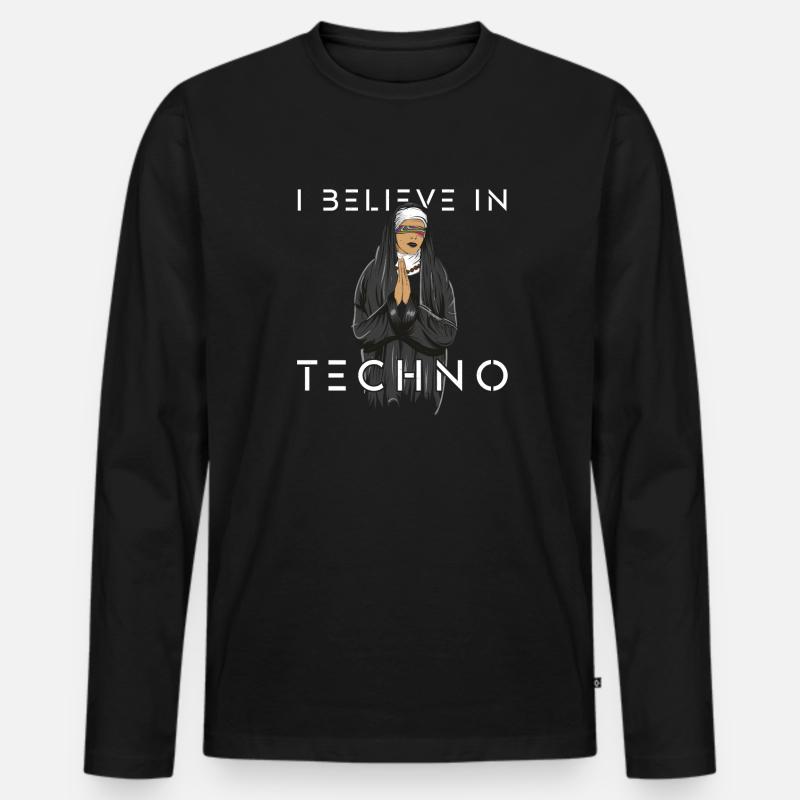 Techno Nun 2 - Männer Premium Bio Langarmshirt - Schwarz