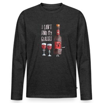 Wein sucht Gläser - Männer Premium Bio Langarmshirt - Anthrazit meliert - Vorne - Nico (187cm)