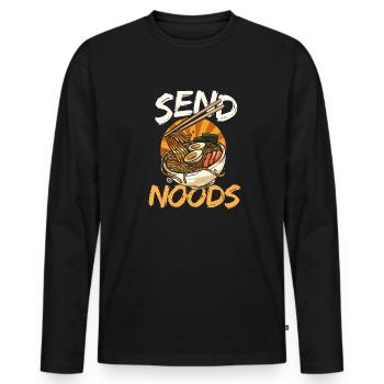 Send Noods - Lustiger Spruch - Männer Premium Bio Langarmshirt - Schwarz - Vorne - Nico (187cm)