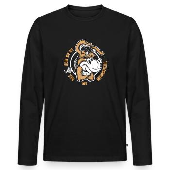 Nicht Stur sondern Meinungsstabil - Männer Premium Bio Langarmshirt - Schwarz - Vorne - Nico (187cm)