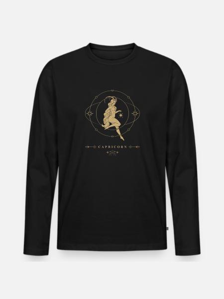 Steinbock Frau Sternzeichen - Männer Premium Bio Langarmshirt - Schwarz