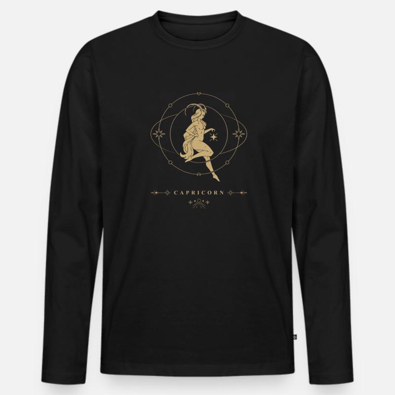 Steinbock Frau Sternzeichen - Männer Premium Bio Langarmshirt - Schwarz