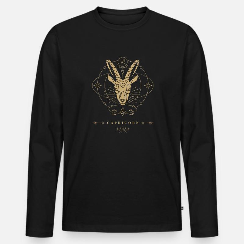 Steinbock Sternzeichen - Männer Premium Bio Langarmshirt - Schwarz
