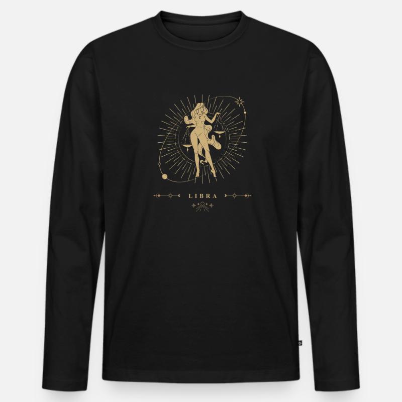 Waage Sternzeichen - Männer Premium Bio Langarmshirt - Schwarz