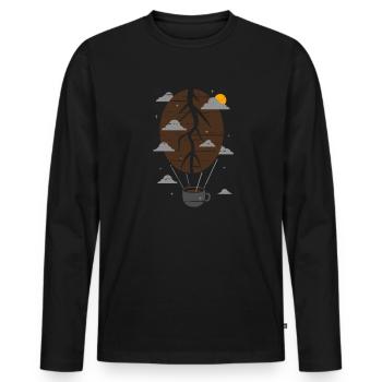 Kaffee Heißluftballon im Himmel - Männer Premium Bio Langarmshirt - Schwarz - Vorne - Nico (187cm)