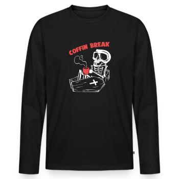 Coffin / coffee break - Lustiger Wortwitz - Männer Premium Bio Langarmshirt - Schwarz - Vorne - Nico (187cm)