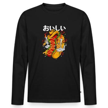 Cowboy Hot Dog - Wild West - Männer Premium Bio Langarmshirt - Schwarz - Vorne - Nico (187cm)