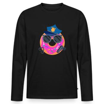 Donut Police Officer - Funny - Männer Premium Bio Langarmshirt - Schwarz - Vorne - Nico (187cm)