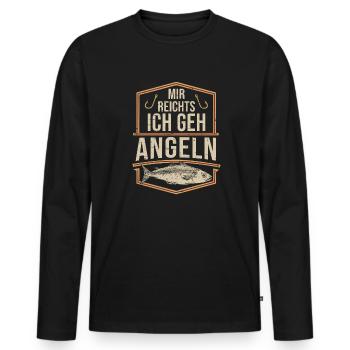 Mir reichts ! Ich geh Angeln - Männer Premium Bio Langarmshirt - Schwarz - Vorne - Nico (187cm)