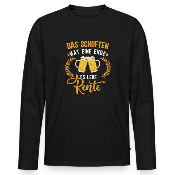 Das Schuften hat ein Ende! Es lebe die Rente - Männer Premium Bio Langarmshirt - Schwarz - Vorne - Nico (187cm)
