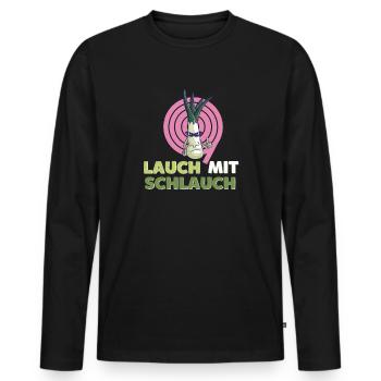 Lauch mit Schlauch - Witziger Spruch - Männer Premium Bio Langarmshirt - Schwarz - Vorne - Nico (187cm)
