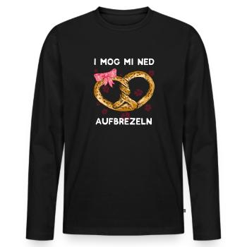 I mog mi ned aufbrezeln - lustig Bayerisch - Männer Premium Bio Langarmshirt - Schwarz - Vorne - Nico (187cm)