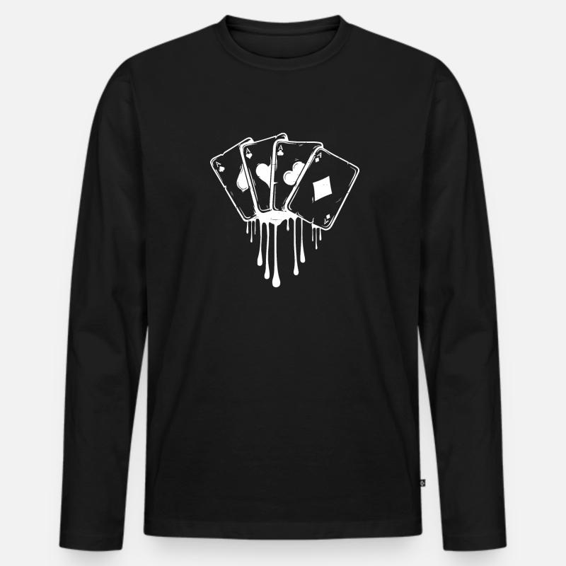 Poker Karten Texas Hold’em - Männer Premium Bio Langarmshirt - Schwarz