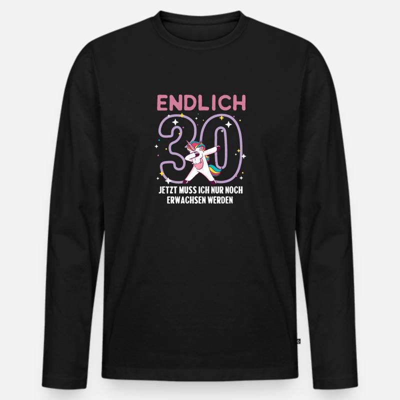 Endlich 30. Geburtstag Jetzt noch erwachsen werden - Männer Premium Bio Langarmshirt - Schwarz