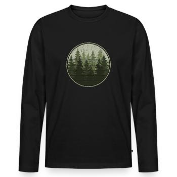 Wald Natur Bäume Wildnis Outdoor Wandern - Männer Premium Bio Langarmshirt - Schwarz - Vorne - Nico (187cm)
