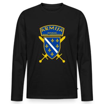 Bosna i Hercegovina Army LOGO - Men's Premium Organic Long Sleeve Shirt - black - Front - Nico (187cm)