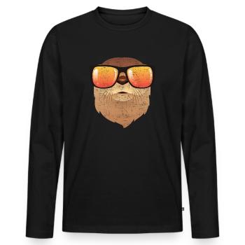 Otter With Sunglasses Illustration - T-shirt manches longues Premium bio Homme - noir - Devant - Nico (187cm)