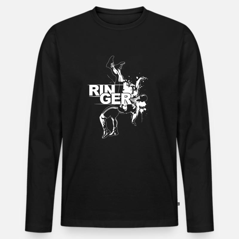 Ringer - Männer Premium Bio Langarmshirt - Schwarz