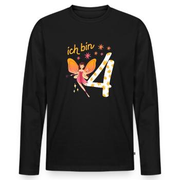 Kleine Fee 4 Jahre alt 4. Geburtstag Mädchen - Männer Premium Bio Langarmshirt - Schwarz - Vorne - Nico (187cm)