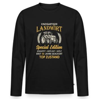 50. Geburtstag Landwirt Traktor Bauer - Männer Premium Bio Langarmshirt - Schwarz - Vorne - Nico (187cm)