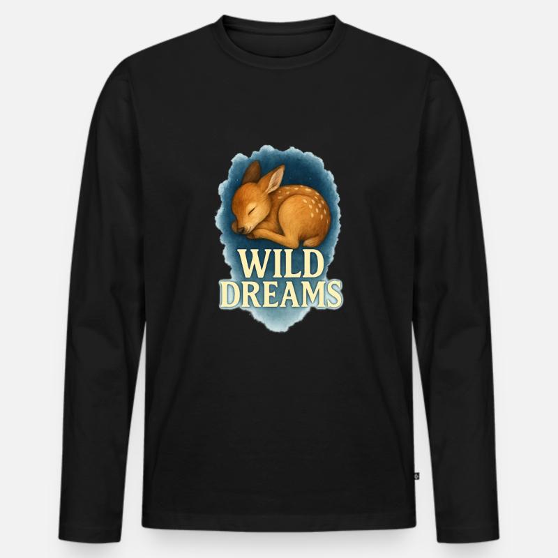 Wild Dreams – Schlafendes Rehkitz - Männer Premium Bio Langarmshirt - Schwarz