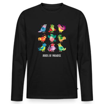 Oiseaux de paradis 2 - T-shirt manches longues Premium bio Homme - noir - Devant - Nico (187cm)