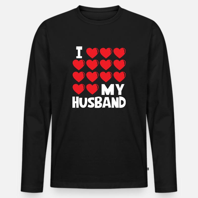 I Love My Husband - Männer Premium Bio Langarmshirt - Schwarz