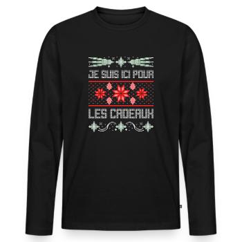 Pull moche de noel t-shirt de noel - T-shirt manches longues Premium bio Homme - noir - Devant - Nico (187cm)