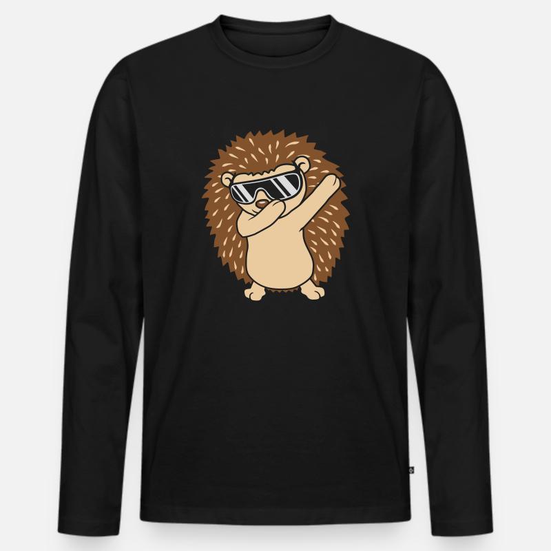 Cooler lustiger dabbing Igel - Männer Premium Bio Langarmshirt - Schwarz