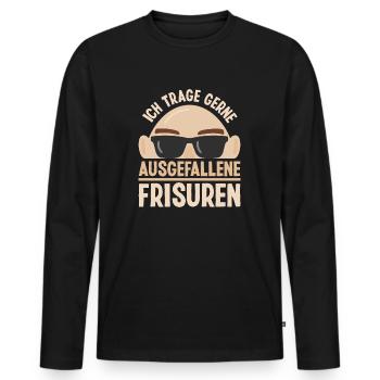 Glatze Ausgefallene Frisur Glatzen Glatzkopf - Männer Premium Bio Langarmshirt - Schwarz - Vorne - Nico (187cm)