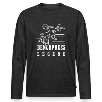 Banc d'entraînement Benchpress Lifting Gym - T-shirt manches longues Premium bio Homme - anthracite chiné - Devant - Nico (187cm)