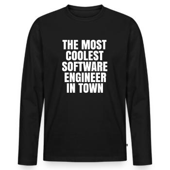 The most coolest software engineer in town - Men's Premium Organic Long Sleeve Shirt - black - Front - Nico (187cm)