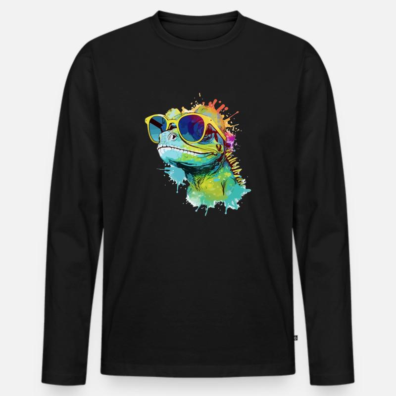 Doko die Eidechse - Männer Premium Bio Langarmshirt - Schwarz