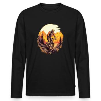 Cycliste Descente VTT VTT Cyclisme Hommes - T-shirt manches longues Premium bio Homme - noir - Devant - Nico (187cm)
