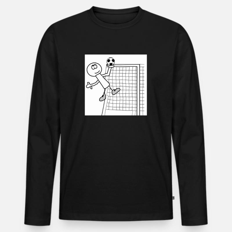 Fussballcomic - Männer Premium Bio Langarmshirt - Schwarz