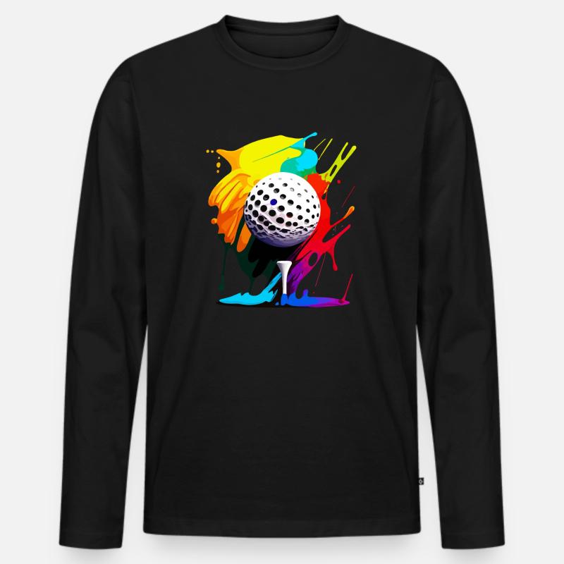 Golfball - Männer Premium Bio Langarmshirt - Schwarz