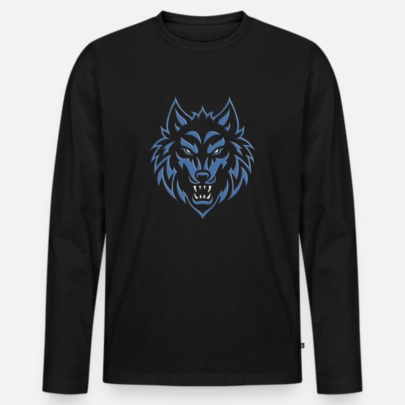 Wolf 2024 03 - Männer Premium Bio Langarmshirt - Schwarz