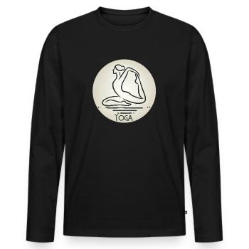 Yoga - Männer Premium Bio Langarmshirt - Schwarz - Vorne - Nico (187cm)