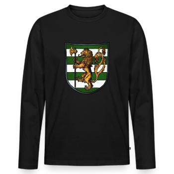 Armoiries lion d’or - T-shirt manches longues Premium bio Homme - noir - Devant - Nico (187cm)