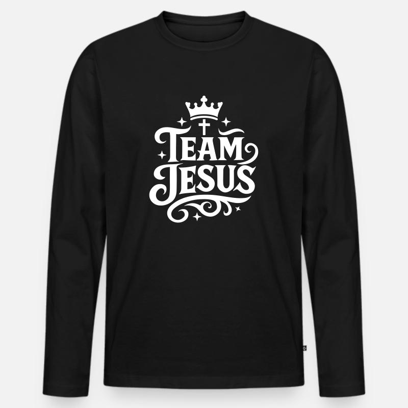 Team Jesus Krone - Männer Premium Bio Langarmshirt - Schwarz